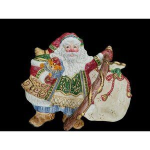 Fitz and Floyd Jolly Ole St. Nick Handled Santa Clause Serving Platter Tray 12 x